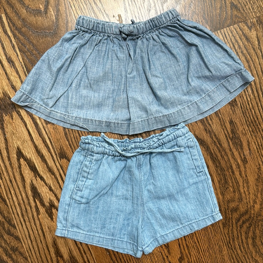 2x toddler girl Jean shorts/ skirt 2T